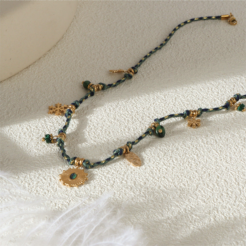 Summer Sea Style Starfish Moon Heart Pendant Colorful Dopamine Rope Braided Necklace