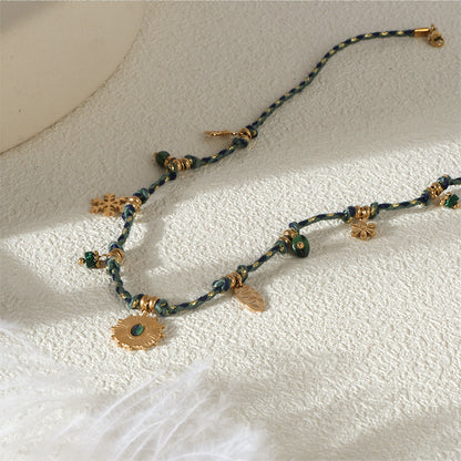 Summer Sea Style Starfish Moon Heart Pendant Colorful Dopamine Rope Braided Necklace