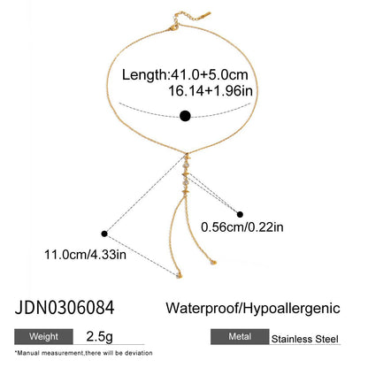 Stainless Steel Zircon Y-Chain Light Luxury Long Necklace Titanium Steel Jewelry for Women High-End Autumn Winter Sweater Chain