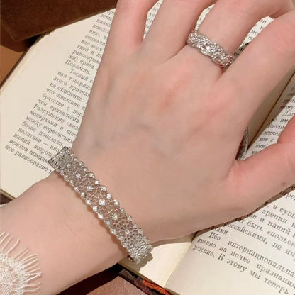 Sterling Silver S92 High Carbon Diamond Lace Bracelet Starry Sky Sparkling High-end Luxury Bracelet