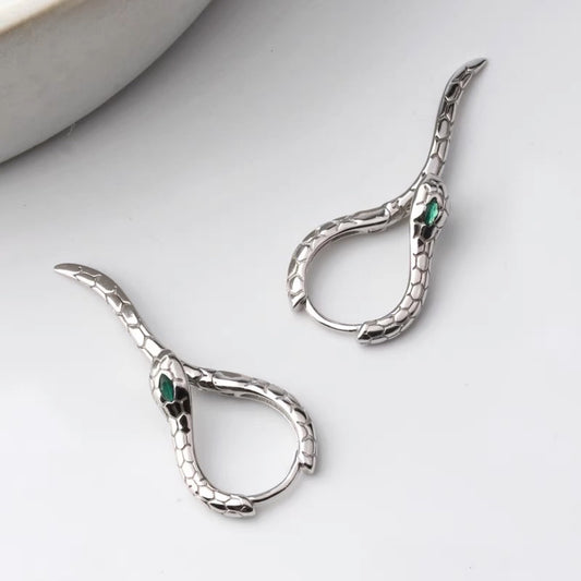 Sterling Silver Snake-Shaped Long Earrings Studs for Women, Light Luxury, High-End Feel, Niche Ear Clips, Design Sense, Wrapped Personality, European and American Style Earrings