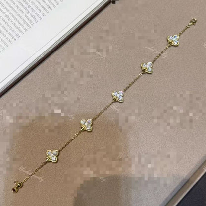 Sterling Silver S925 Four-Leaf Clover Laser Bracelet Fashion Versatile Heavy Craftsmanship Four-Leaf Clover Light Luxury High-End Niche Design