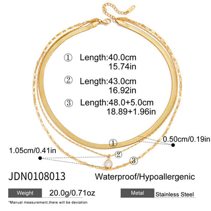 Three-layer Stacked Titanium Steel Necklace Accessories for Women, Light Luxury High-end Clavicle Chain Stainless Steel Jewelry