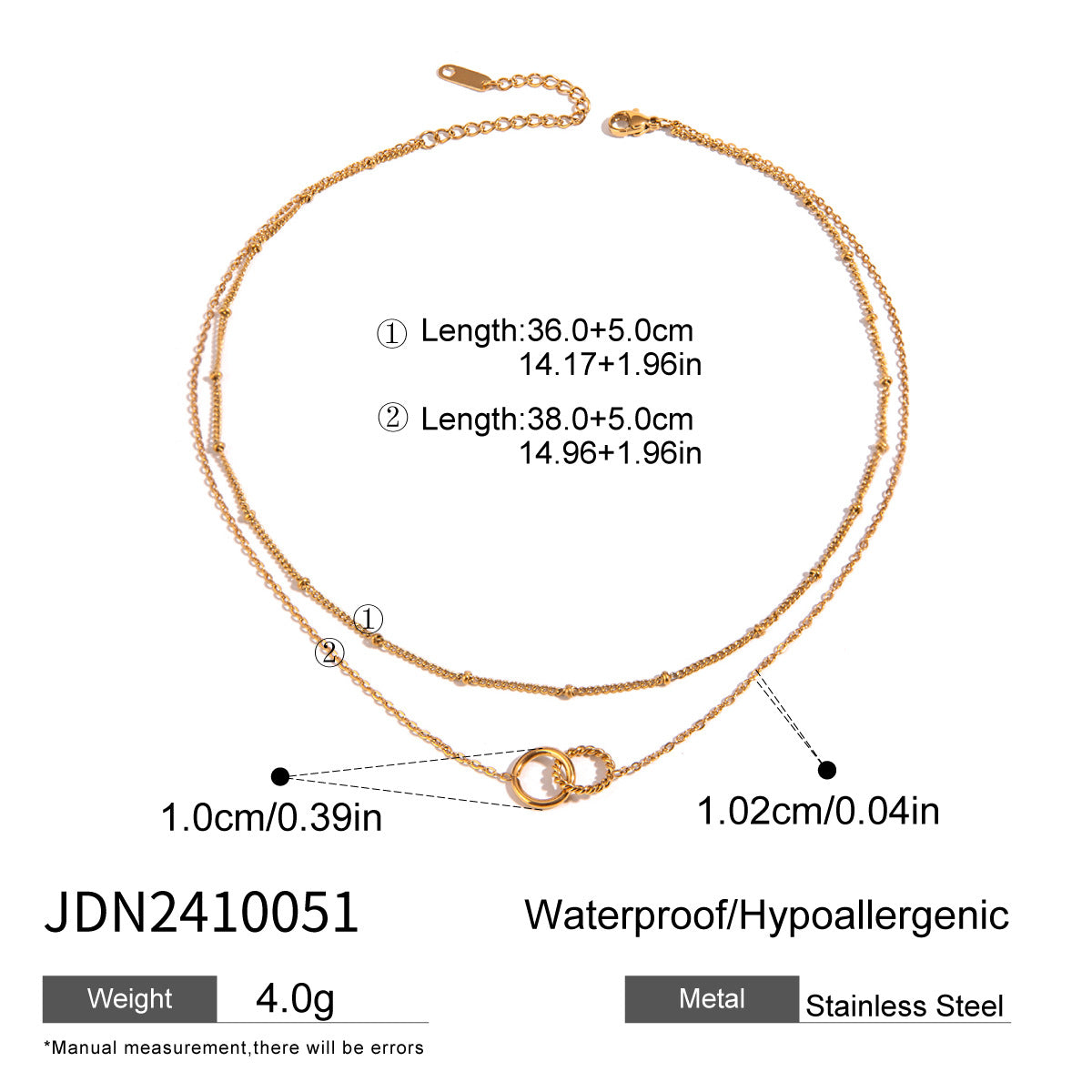 Double Layer Stacked Titanium Steel Necklace Light Luxury High-end Clavicle Chain Stainless Steel Jewelry Non-fading