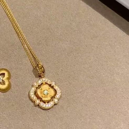 Brushed Craft Four-Leaf Clover Rotatable Double-Sided Necklace High-End Light Luxury Design Personality Necklace