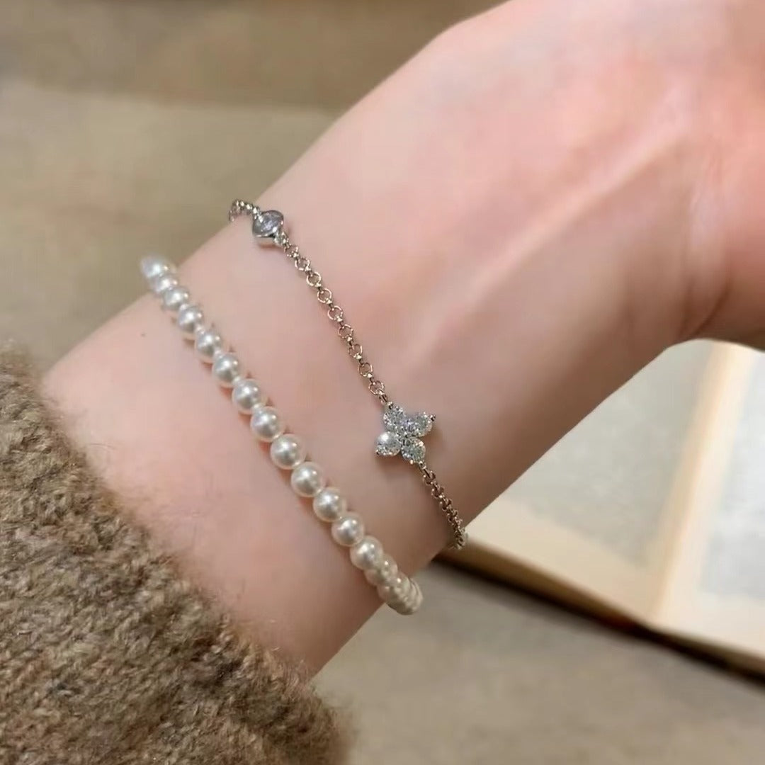 Sterling Silver S925 High Carbon Diamond Four-Leaf Clover Bracelet Light Luxury High-End Exquisite Niche Design Jewelry