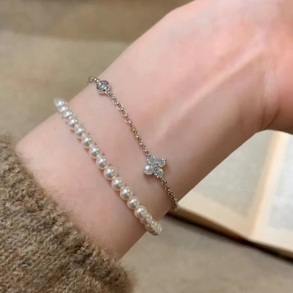 Sterling Silver S925 High Carbon Diamond Four-Leaf Clover Bracelet Light Luxury High-End Exquisite Niche Design Jewelry