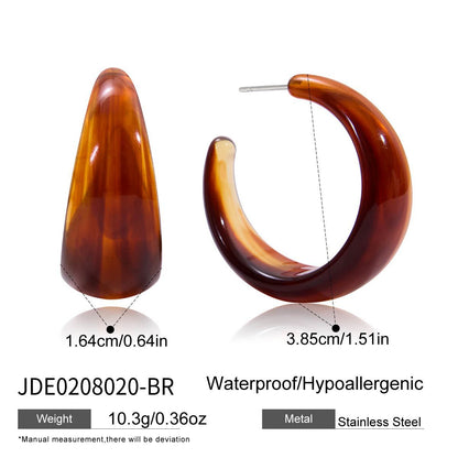 Resin Bracelet Stainless Steel Amber Acrylic Earrings High-end Earrings Titanium Steel Jewelry