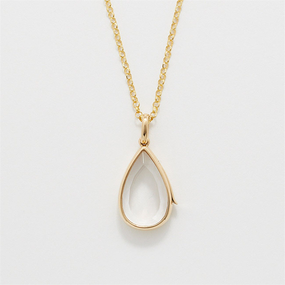 Ocean Heart Openable DIY gold Necklace Water Drop Pendant European and American Niche Cute Small Item Collarbone Chain Color Retention