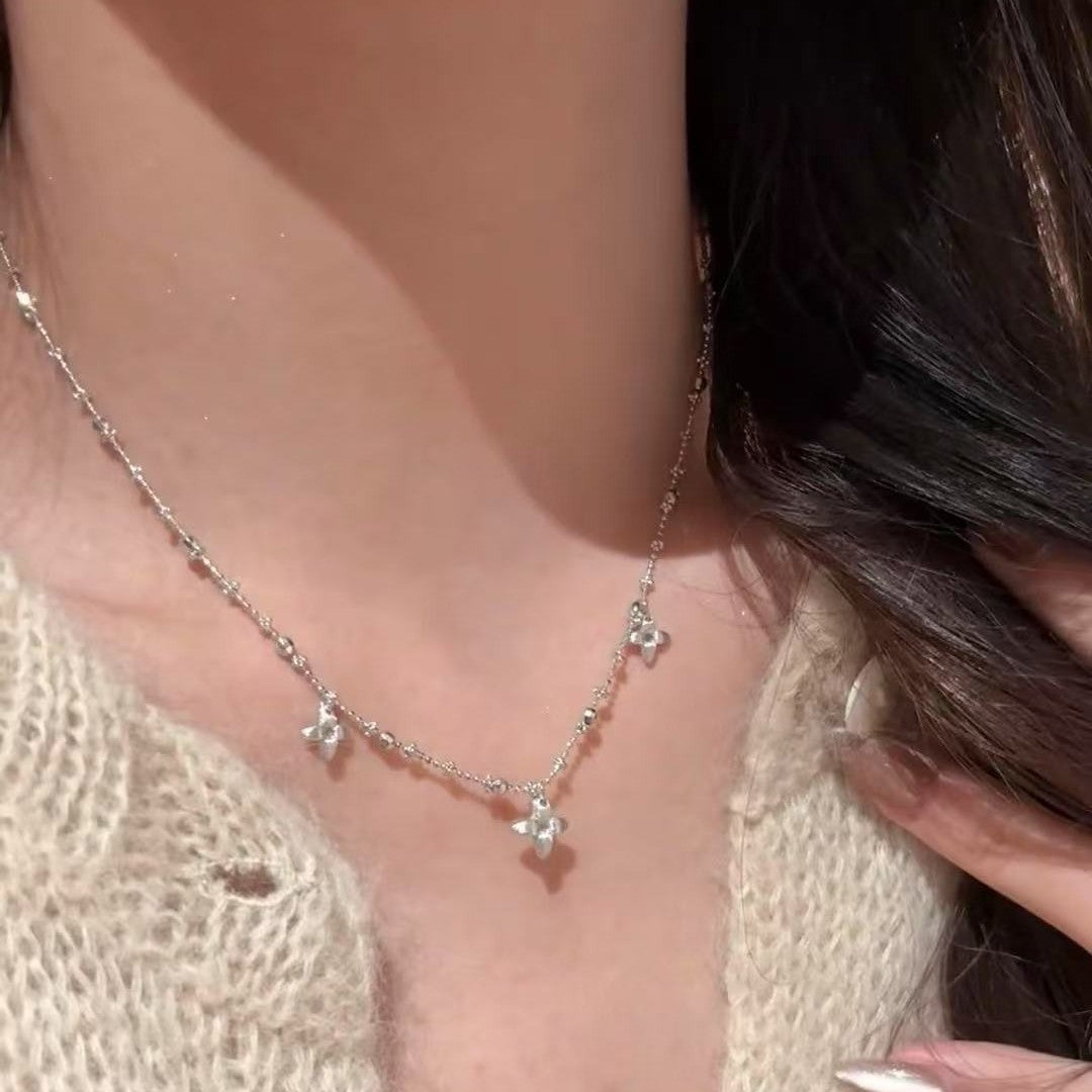 Brushed Craft Gardenia Tassel Fairy Chain Light Luxury Niche Design High-End Versatile Collarbone Chain Necklace