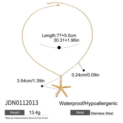 Stainless Steel Starfish Jewelry Titanium Steel Necklace Simple High-End Feel Jewelry Non-Fading Earrings Vacation Style