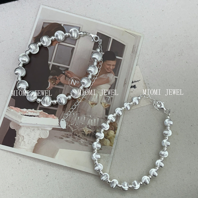 S925 Sterling Silver Cat Eye Lucky Bead Bracelet for Women Korean Version Exquisite Fashionable Unique Design Sense Hand Jewelry