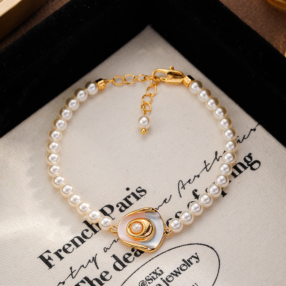 NALA Oil Painting Glass Pearl Bracelet Niche Light Luxury Non-Fading Versatile Creative Jewelry