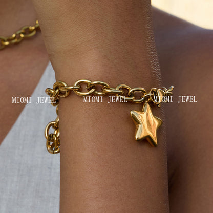 Five-Pointed Star Stainless Steel Necklace Light Luxury Niche Jewelry for Women High-End Titanium Steel Bracelet Accessories