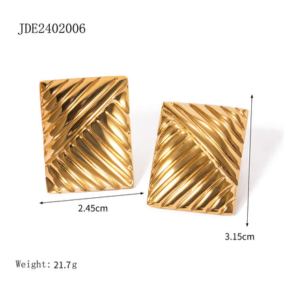 Stainless Steel Geometric Stud Earrings High-End Niche Ins Earrings Titanium Steel Ear Jewelry