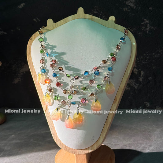 fairycore necklace flower for women girls whimsical