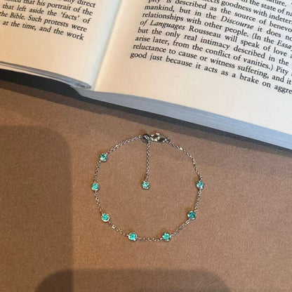 Pure Silver S925 High Carbon Diamond Paraiba Bubble Bracelet Fashion Light Luxury Exquisite Super Sparkling Bracelet High-end Versatile