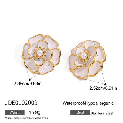 Flower Titanium Steel Necklace Light Luxury Niche Earrings for Women High-end Light Luxury 18K Gold Stainless Steel Ring