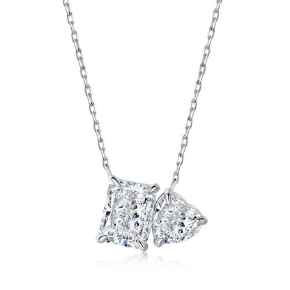 S925 Sterling Silver High Carbon Diamond Necklace for Women Ice Flower Cut Pink Heart Pendant Green Diamond High-end Collarbone Chain