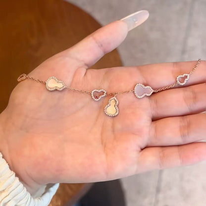 S925 Sterling Silver Natural Pink Mother-of-Pearl Gourd Bracelet Light Luxury Niche Exquisite High-End Feel Elegant Jewelry