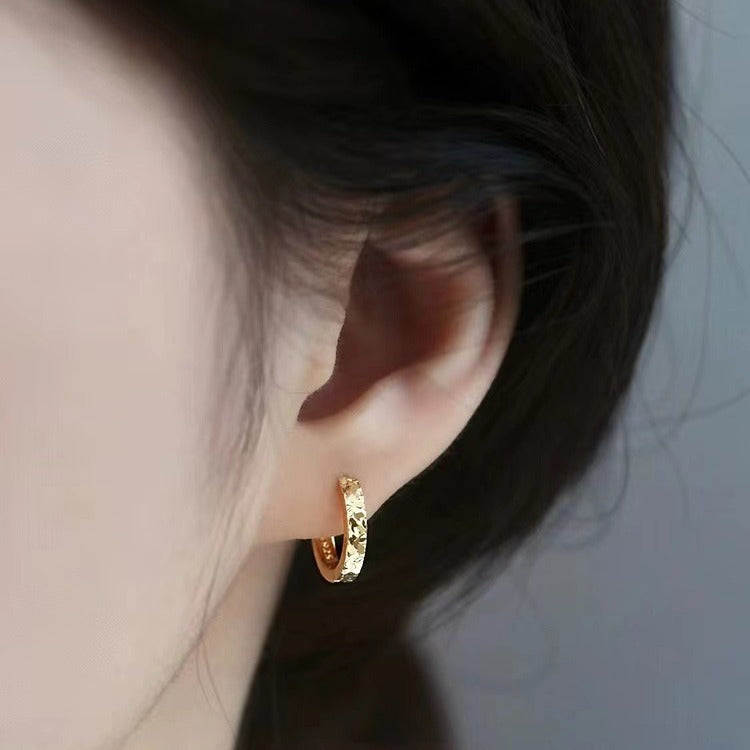 925 Sterling Silver Crushed Ice Earrings Light Luxury Niche Sparkling Simple High-end Sense Hoop Earrings Exquisite Earrings for Women New Style