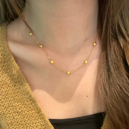 Sterling Silver S925Autumn and Winter New Italian Light Luxury Brushed Olive Bead Necklace Long Chain Simple Retro Silver Bead Chain