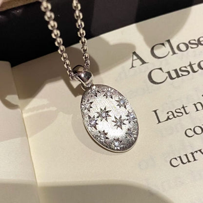 Pure Silver S925 Eight-Pointed Star Brushed Craft Niche Necklace Light Luxury High-End Simple Fashion Daily Versatile