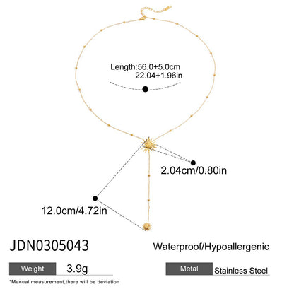 Titanium Steel Cross Long Necklace Light Luxury High-end Y-shaped Chain Stainless Steel Jewelry Sweater Chain