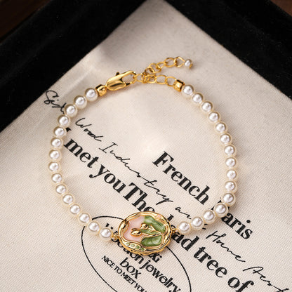 NALA Oil Painting Glass Pearl Bracelet Niche Light Luxury Non-Fading Versatile Creative Jewelry