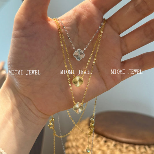 S925 Sterling Silver Lucky 10mm Four-Leaf Clover Single Pendant Necklace for Women with Laser Engraving Exquisite High-End Design