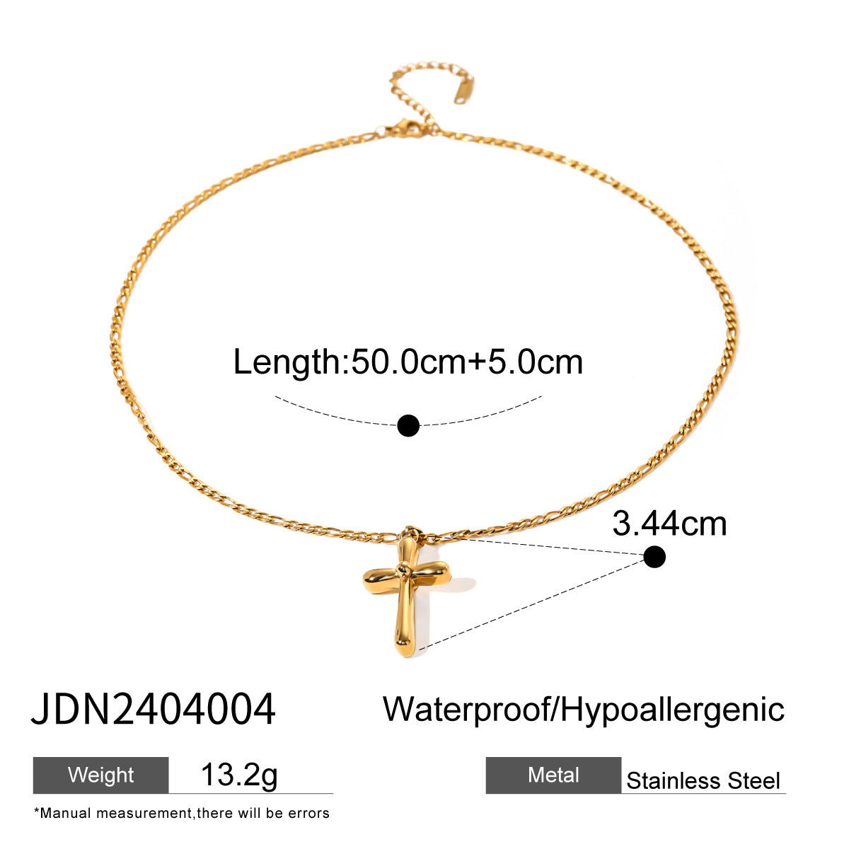 Stainless Steel Cross Pendant Necklace Zircon Natural Stone Clavicle Chain Titanium Steel Neck Chain Jewelry
