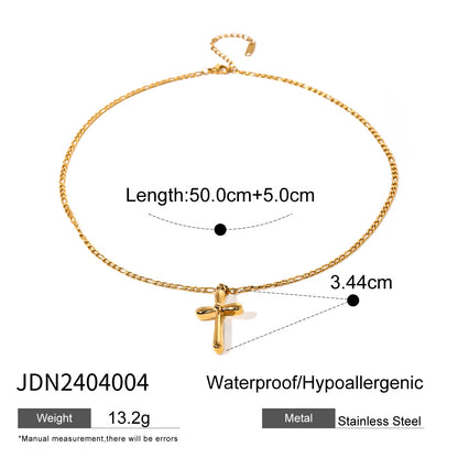 Stainless Steel Cross Pendant Necklace Zircon Natural Stone Clavicle Chain Titanium Steel Neck Chain Jewelry