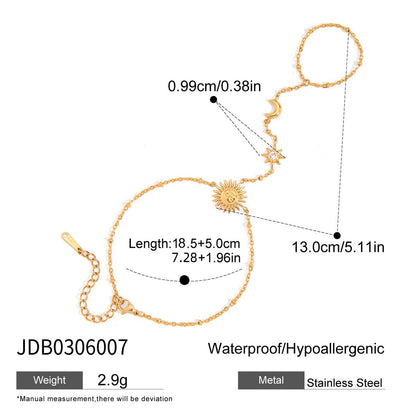 Stainless Steel Sun Finger Bracelet Light Luxury High-End Jewelry Non-Fading Titanium Steel Accessories for Women