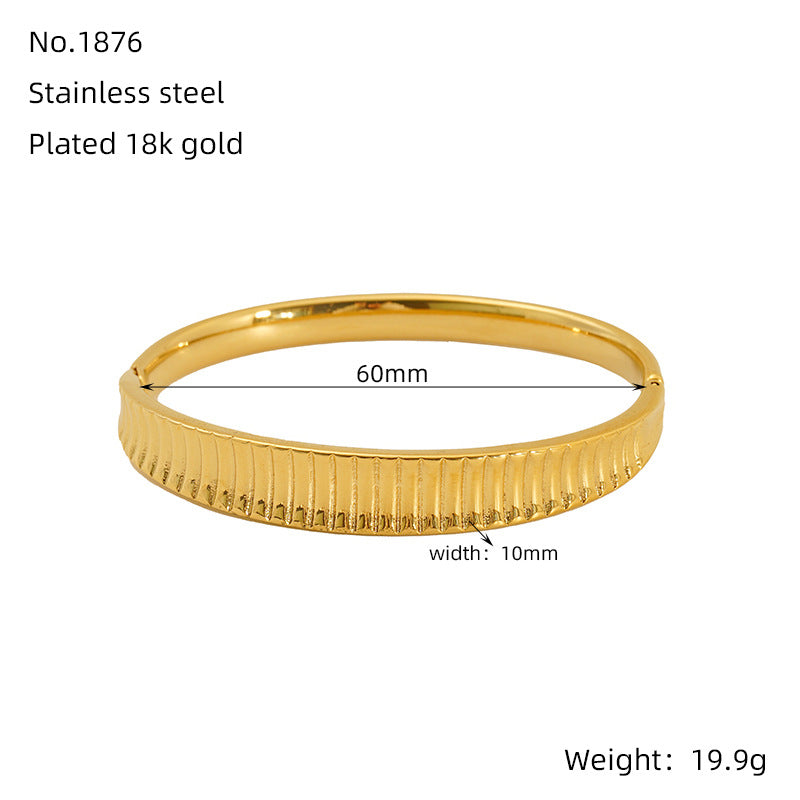 Hot-Selling Non-Fading Bracelet Titanium Steel Gold Wide Open Versatile Cuban Diamond-Studded Bracelet Factory Direct Sale