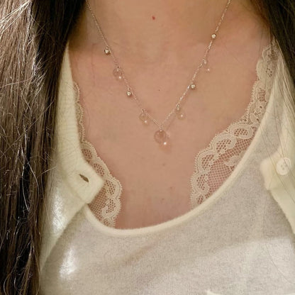 S925 Silver White Crystal Double A Quality Necklace Bracelet Set Summer Light Luxury High-end Niche Fashion Versatile