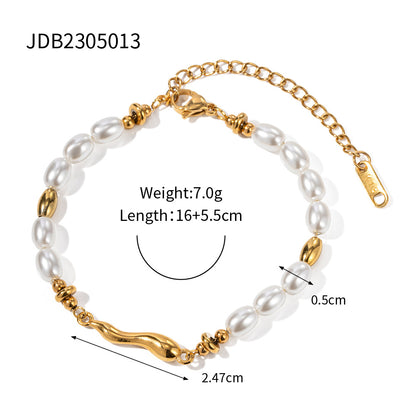 Stainless Steel Pearl Bracelet High-End Ins Light Luxury Earrings Titanium Steel Jewelry Earrings