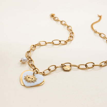 Stainless Steel Heart Necklace Light Luxury High-End Collarbone Chain Non-Fading Titanium Steel Jewelry Hot Item