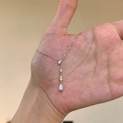 Pure Silver S925 Brushed Craft Rachel Necklace Earring Set Light Luxury High-end Fashion Versatile Adjustable Collarbone Chain