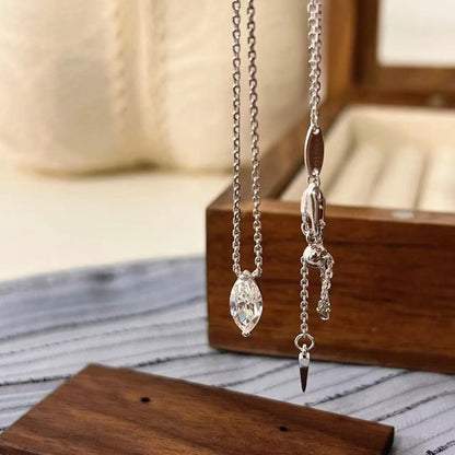 Sterling Silver s925Super Sparkling Horse Eye Necklace Light Luxury High-end Flash Zirconium Clavicle Chain