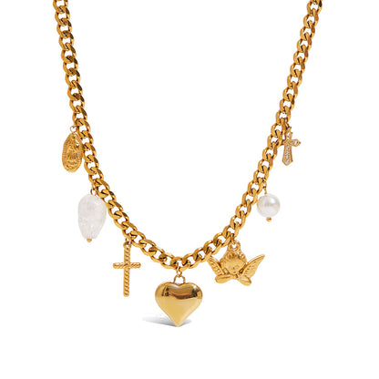 Stainless Steel Heart Necklace Light Luxury High-End Clavicle Chain Titanium Steel Jewelry Non-Fading Hot Item