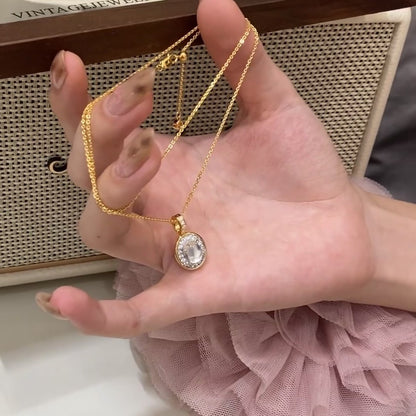 Italian Craft Pure Silver S925 18K Gold Plated Necklace Vintage Chinese Style Foam Jade Pendant Necklace Collarbone Chain