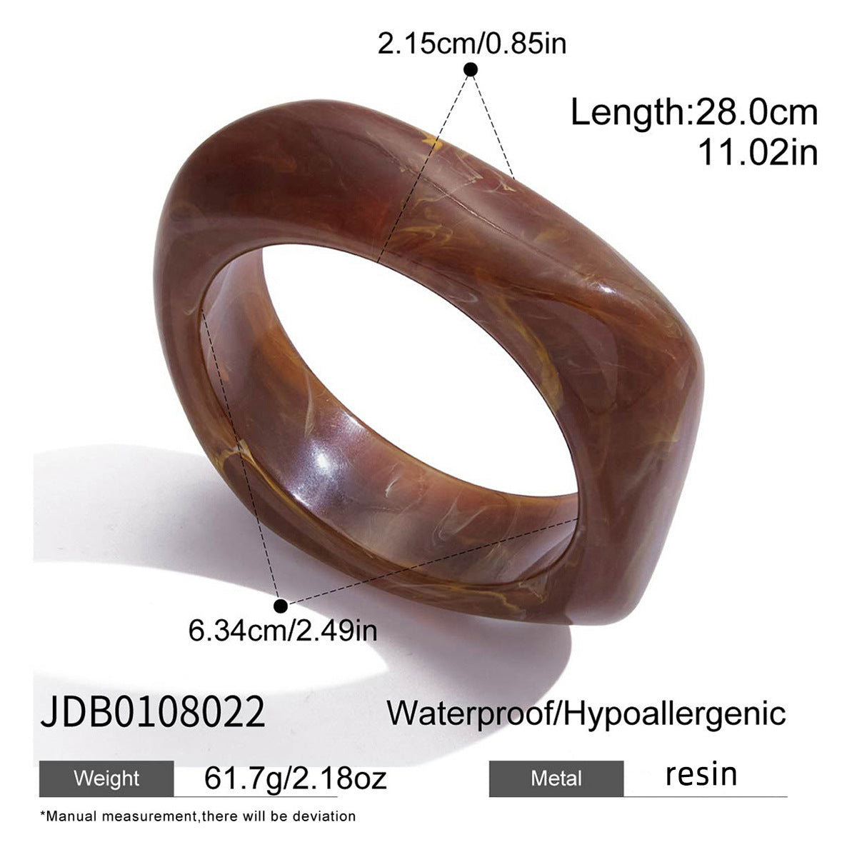 Melard Irregular Wide Resin Bracelet Niche High-End Feel Jewelry Women's Bracelet Bangle