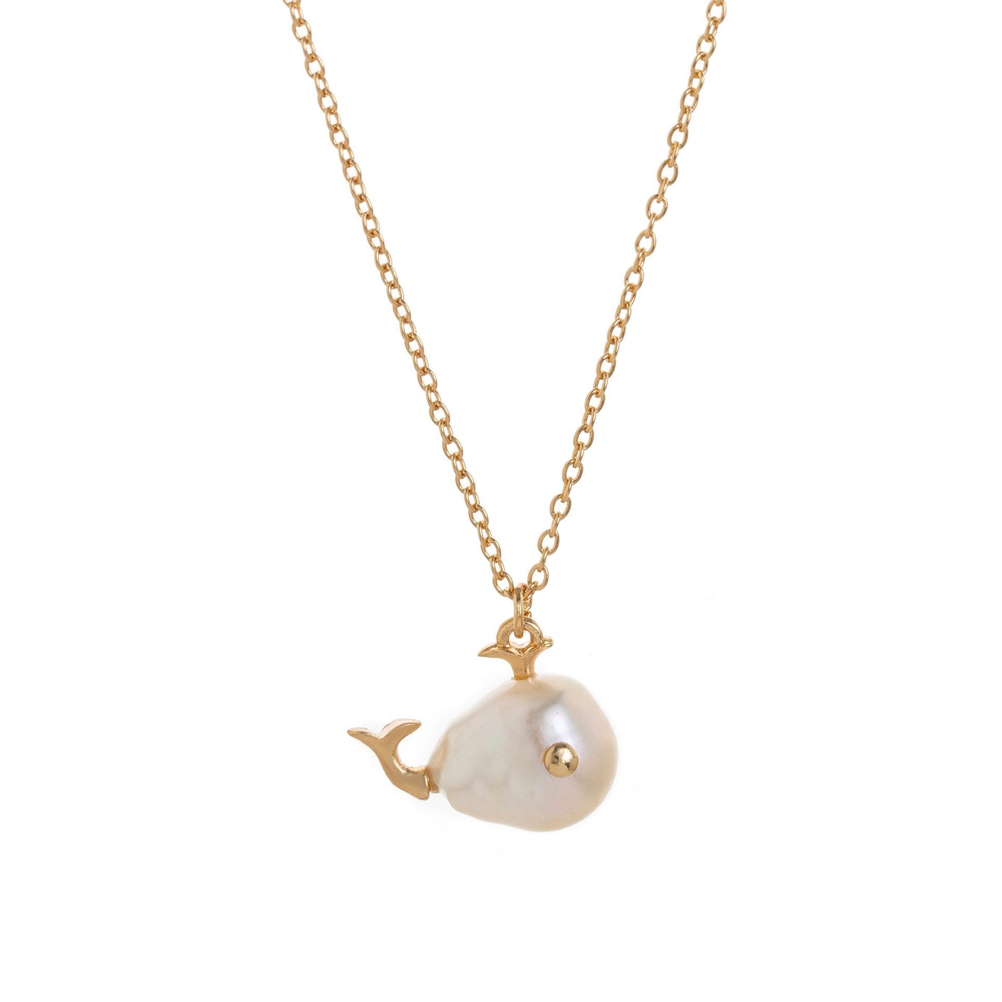 Ocean World Little Witch Necklace Natural Pearl Bighead Fish Pendant Jewelry Goldfish Kissing Fish Clavicle Chain Color Retention