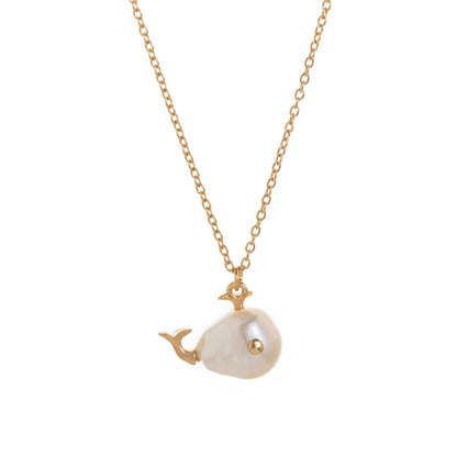 Ocean World Little Witch Necklace Natural Pearl Bighead Fish Pendant Jewelry Goldfish Kissing Fish Clavicle Chain Color Retention