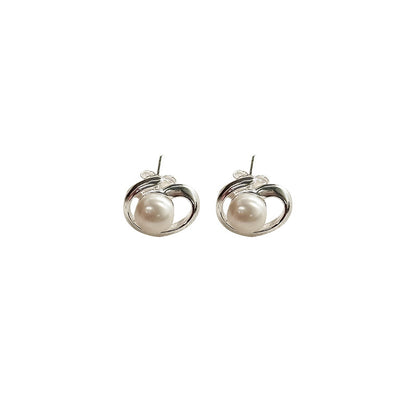 S925 Sterling Silver Line Natural Freshwater Pearl Earrings Ins Style Niche Fashion Xiaohongshu Same Style Earrings Elegant