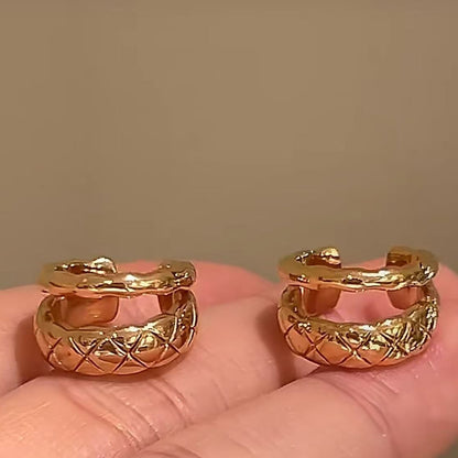 Pure Silver S925 Small Chanel Style Diamond Clip-On Earrings High-End Simple Versatile Exquisite Earrings