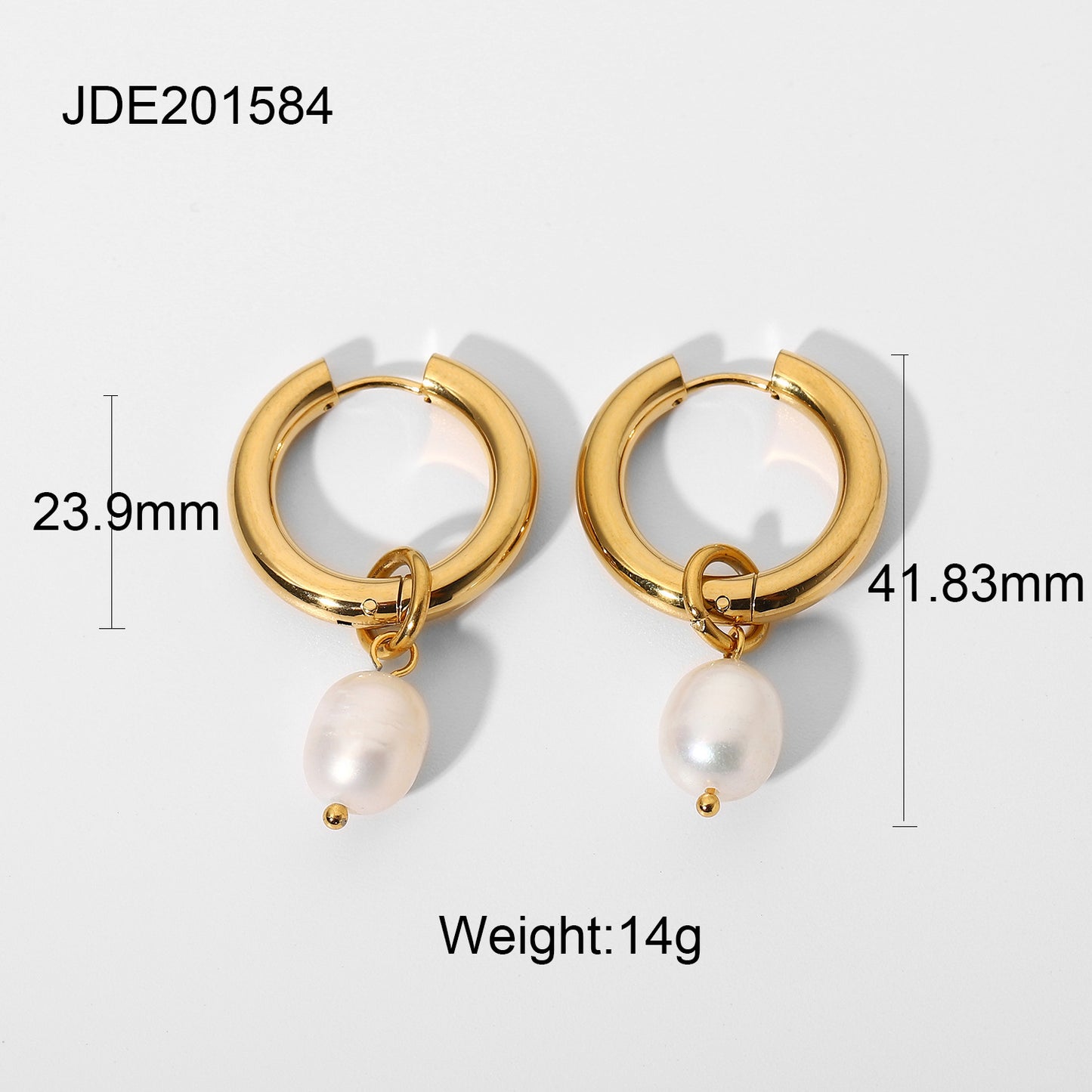 INS Style Internet Celebrity Same Style 18K Gold Stainless Steel Earrings Fashionable Personality Pearl Earrings Hoop Earrings Women's Jewelry