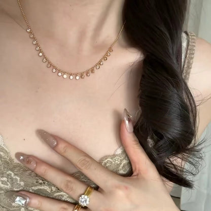 Pure Silver S925 Real Gold Plated High Carbon Diamond Bubble Necklace Layered Chain Light Luxury High-end Exquisite Niche