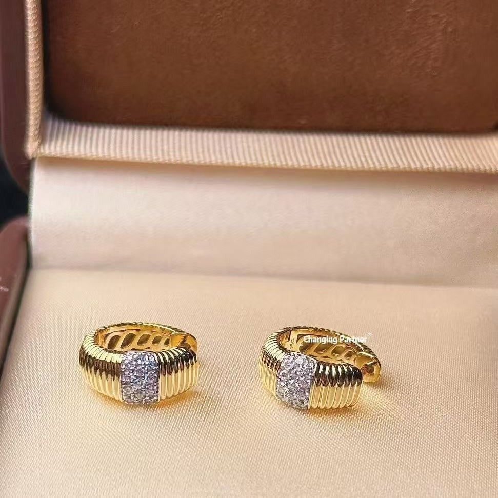 S925 Sterling Silver Italian Vintage Double Layer Twist High Carbon Diamond Earrings High-end Sparkling Light Luxury Trendy Fashion