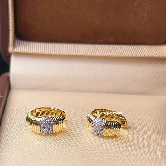 S925 Sterling Silver Italian Vintage Double Layer Twist High Carbon Diamond Earrings High-end Sparkling Light Luxury Trendy Fashion